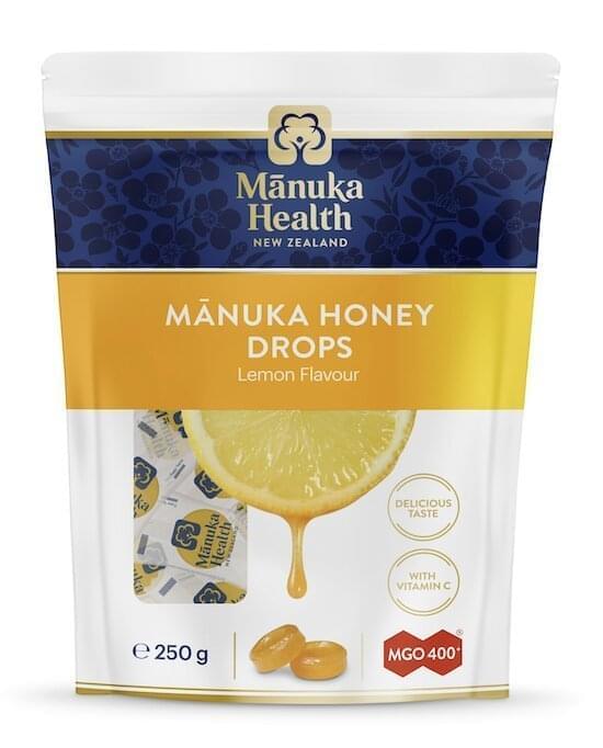 Bomboane dropsuri cu  miere de Manuka  MGO 400+ si Vitamina C (250g) (lamaie)