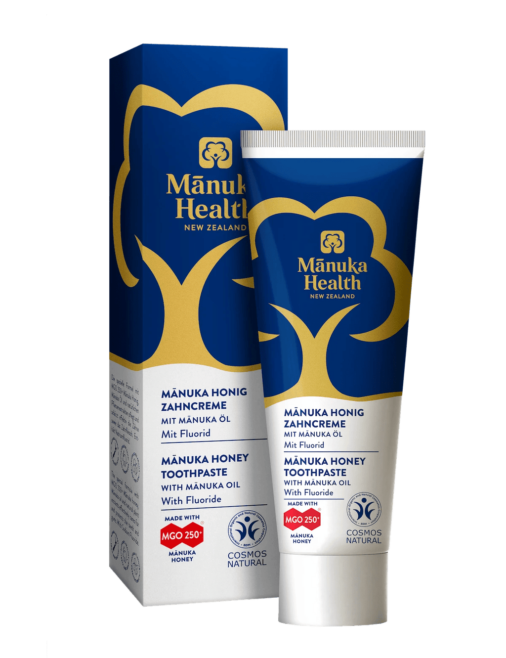 Pasta de dinti cu fluor, cu miere de Manuka MGO 250+ si cu ulei de Manuka (75ml) - pentru adulti - 1
